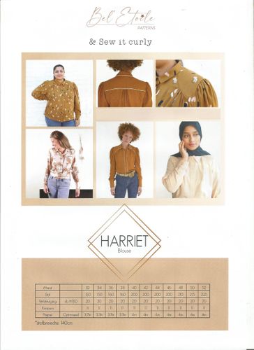 Patroon blouse voor dames en tieners - 'Harriet' van Bel' Etoile & Sew It Curly - stoffen van leuven